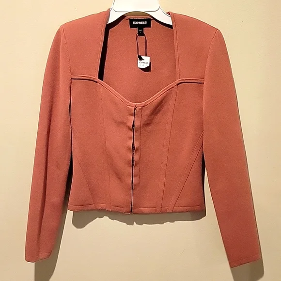 ❤️ NWT! EXPRESS BODY CONTOUR CORSET SWEATER JACKET TOP, SMALL - Picture 6 of 15